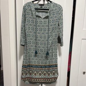 Carre Noir  Bohemian Patterned Dress with Tassels